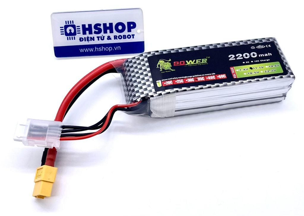 Pin Lipo Battery Lion Power 11.1VDC 2200mAh 3S 35C XT60
