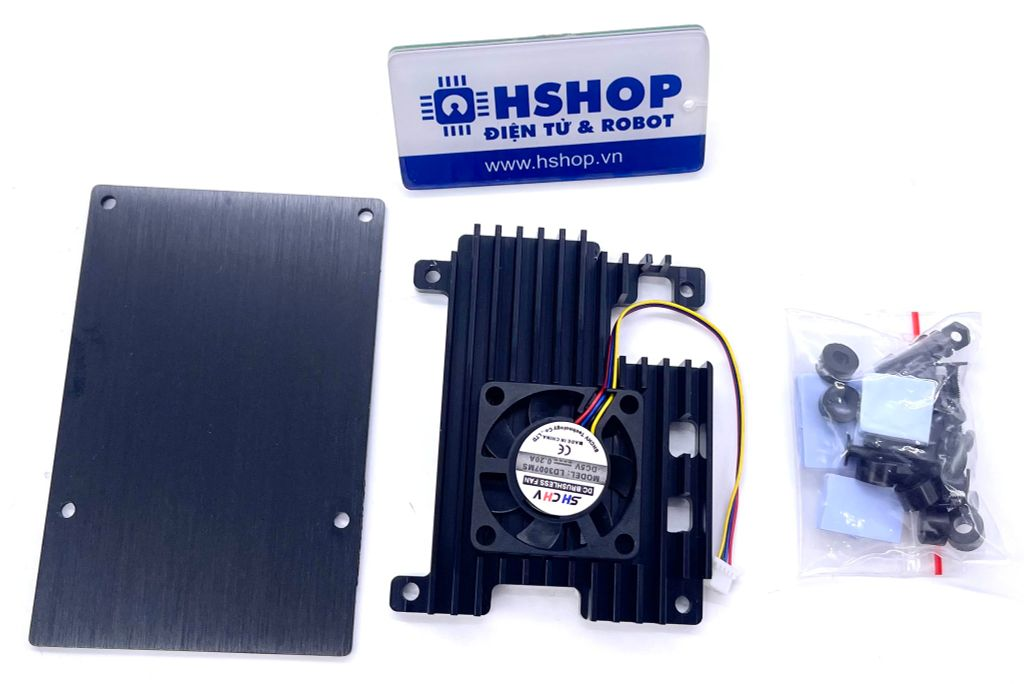 Vỏ Nhôm Nguyên Khối Raspberry Pi 5 Aluminium Heatsink Case & PWM Fan