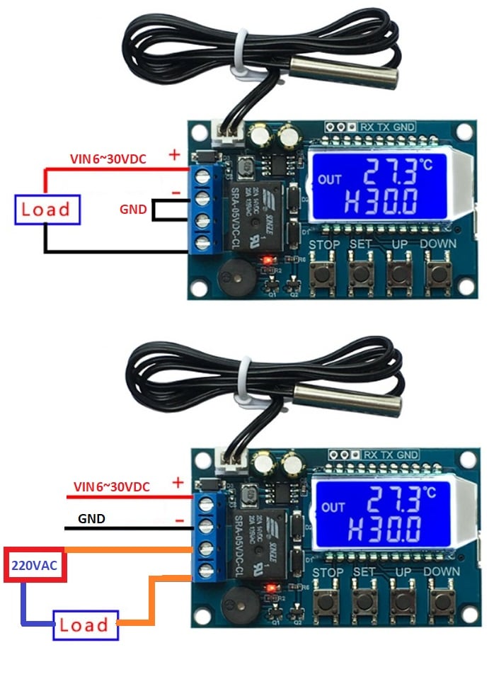 Cảm biến nhiệt độ Relay chỉnh mức hiển thị LCD XY-T01