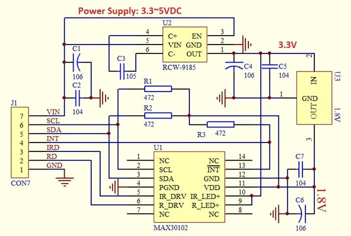 Cảm biến nhịp tim và oxy trong máu MAX30102