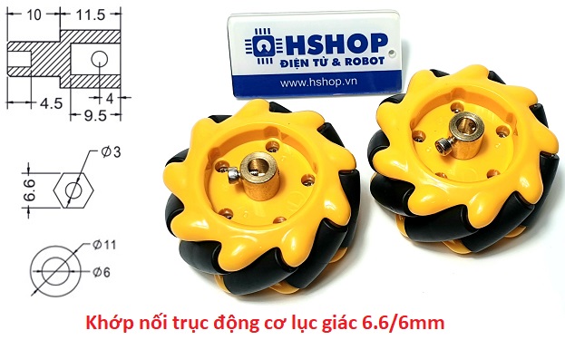 Khớp nối trục động cơ bánh xe Mecanum Wheel Motor Coupling