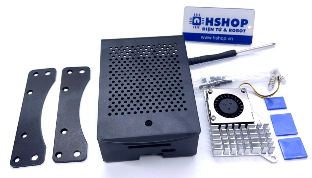 Vỏ Raspberry Pi 5 Wall Mount Metal Case with Aluminium Heatsink & PWM Fan V3