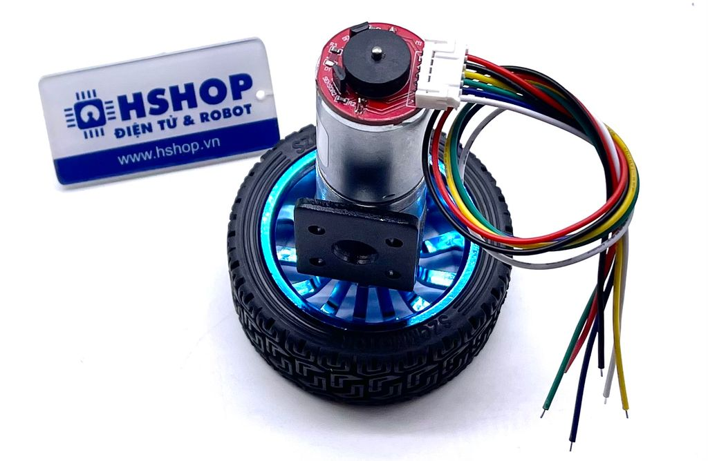 Bộ động Cơ DC Servo JGA25-370 kèm gá bắt và bánh xe V2 65mm