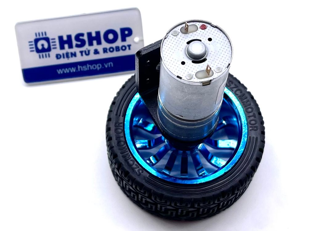 Bộ động Cơ DC giảm tốc JGA25-370 kèm gá bắt và bánh xe V2 65mm