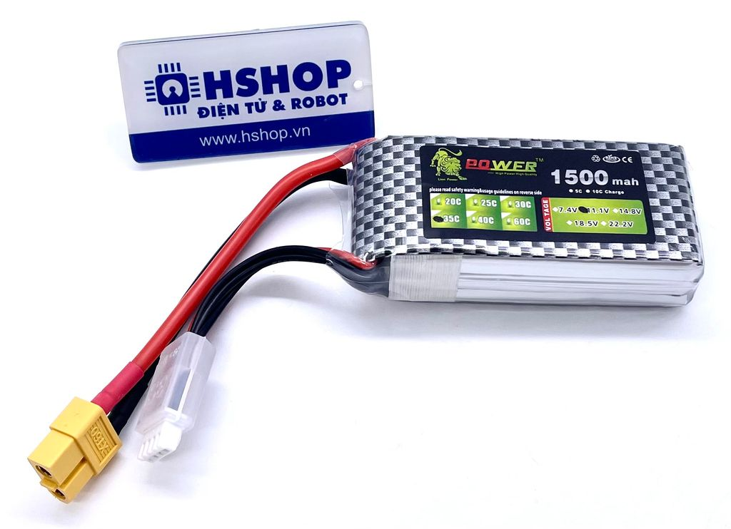 Pin Lipo Battery Lion Power 11.1VDC 1500mAh 3S 35C XT60