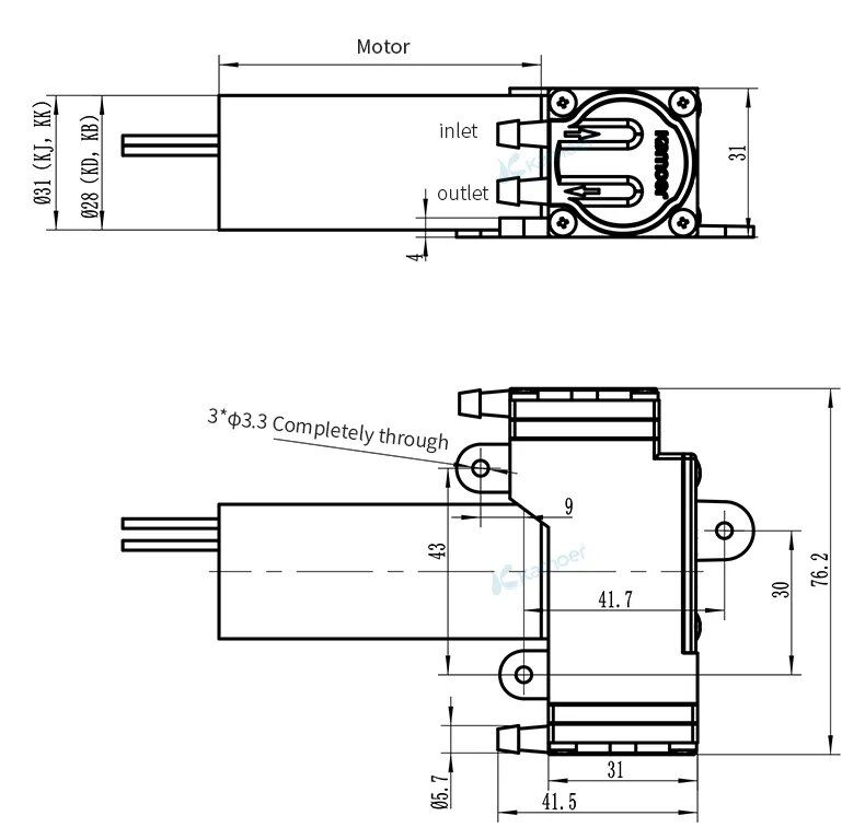 Động cơ bơm chân không Kamoer KVP8-KD-S Mini Vacuum Pump Brushless Motor