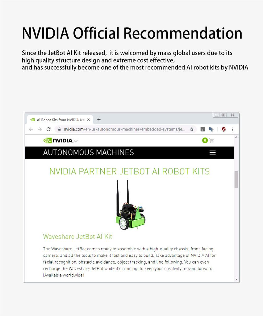 JetBot AI Kit, AI Robot Based on Jetson Nano
