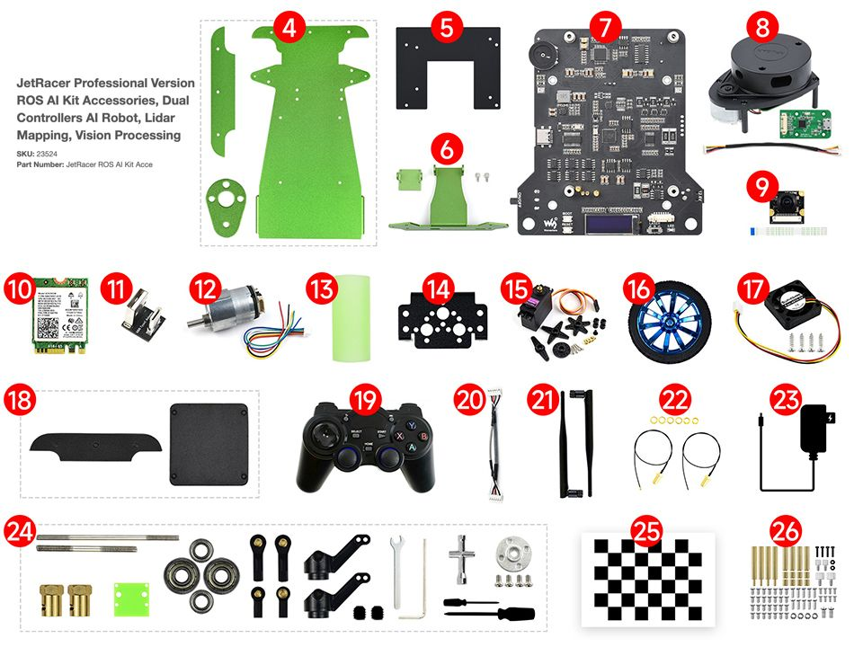 JetRacer Professional Version ROS AI Kit, Lidar Mapping, Vision Processing Powered by Jetson Nano