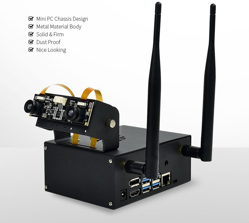 Vỏ case Waveshare Jetson Nano Metal Case (C), Camera Holder, Internal Fan Design