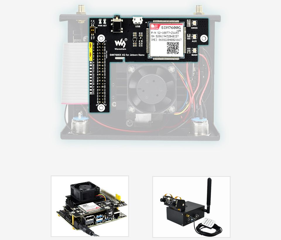 Vỏ case Waveshare Jetson Nano Metal Case (C), Camera Holder, Internal Fan Design