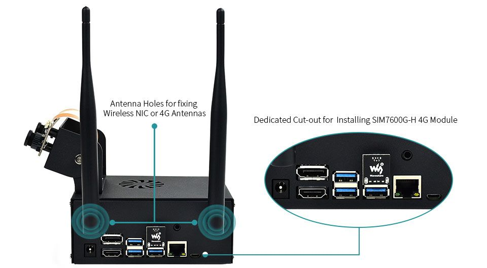 Vỏ case Waveshare Jetson Nano Metal Case (C), Camera Holder, Internal Fan Design