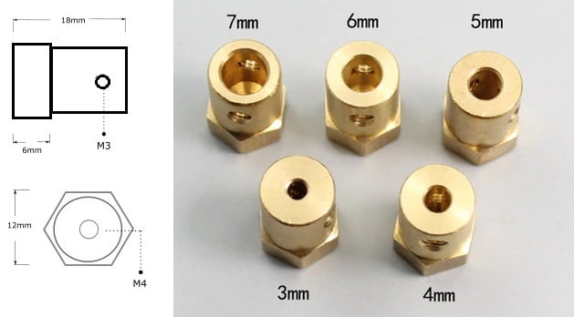 Khớp nối trục động cơ lục giác Hexagon Motor Coupling 18mm