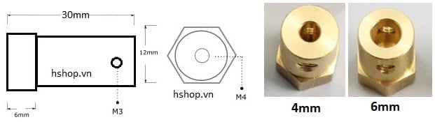 Khớp nối trục động cơ lục giác Hexagon Motor Coupling 30mm