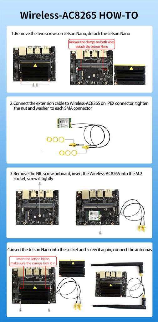 Mạch AC8265 Wireless NIC for Jetson Nano, WiFi Bluetooth