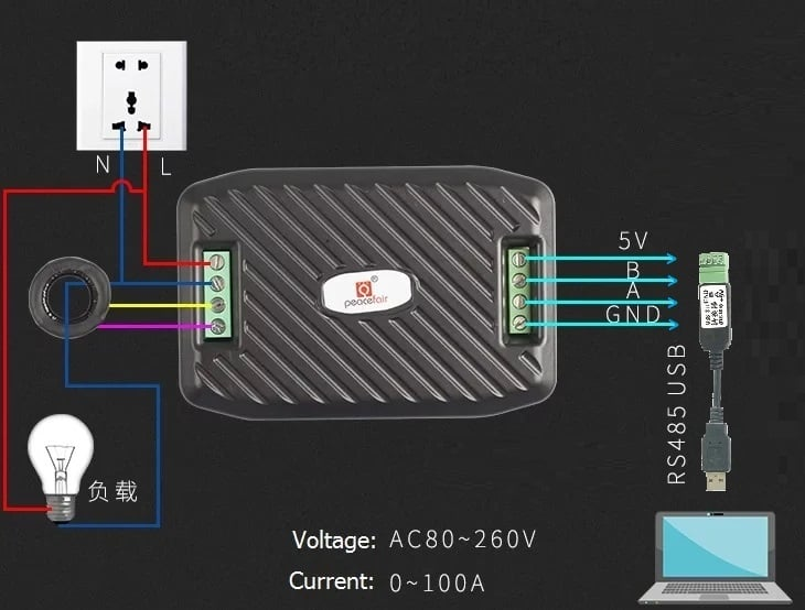 Mạch đo điện AC đa năng 100A giao tiếp RS485 Modbus PZEM-016