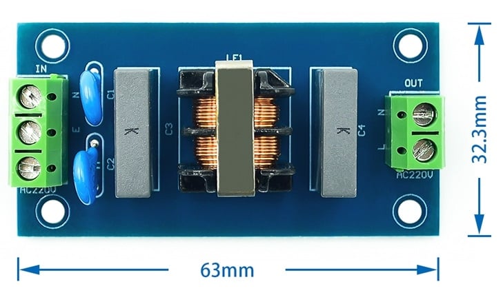 Mạch lọc nhiễu điện từ nguồn 220VAC 3A EMI Filter Module