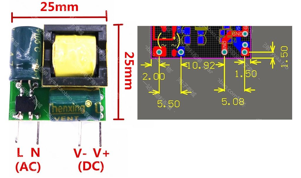 Mạch nguồn xung AC-DC 12VDC 4.8W