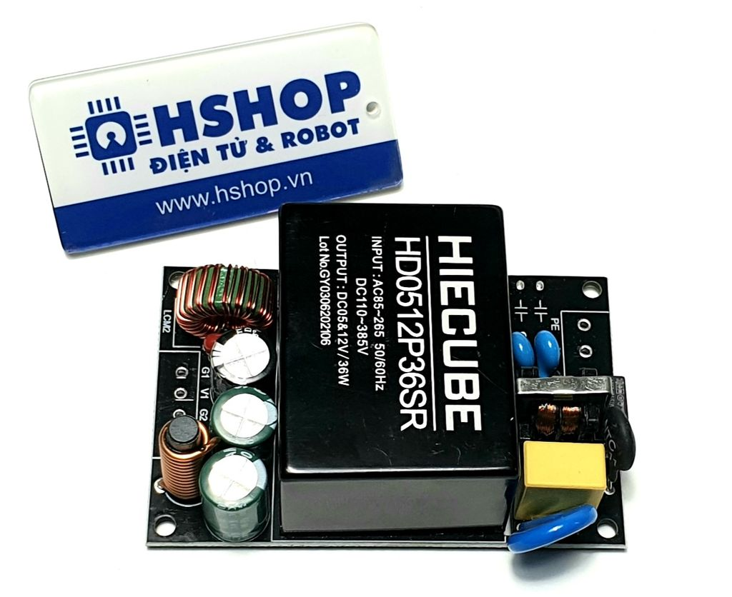 Mạch nguồn xung AC-DC HIECUBE 12VDC & 5VDC 36W tích hợp EMC Filter
