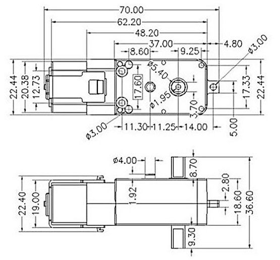Động cơ DC giảm tốc V1 hộp số kim loại Dual Shaft Metal Geared TT Motor