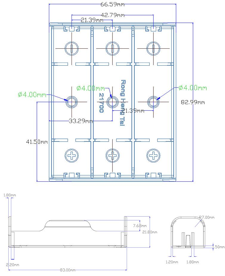 Hộp pin 3 X 21700 Battery Holder chấu hàn
