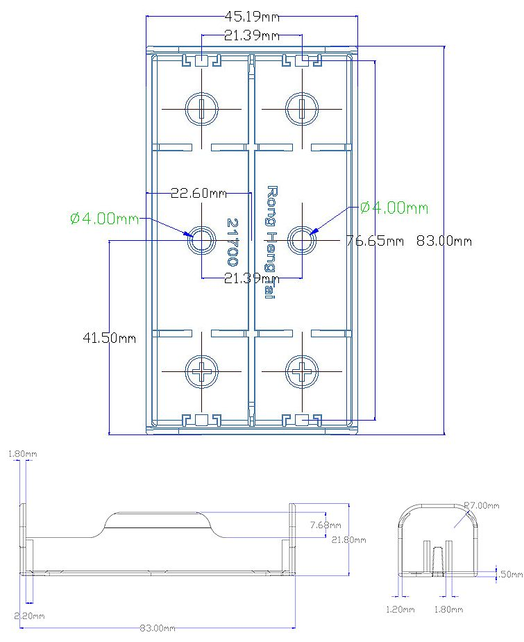 Hộp pin 2 X 21700 Battery Holder chấu hàn