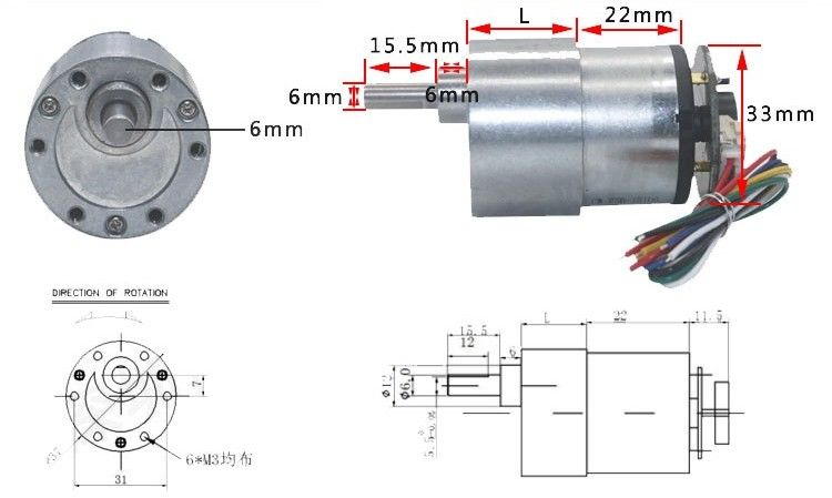 Bộ động Cơ DC Servo JGB37-520 kèm gá bắt và bánh xe V2 65mm