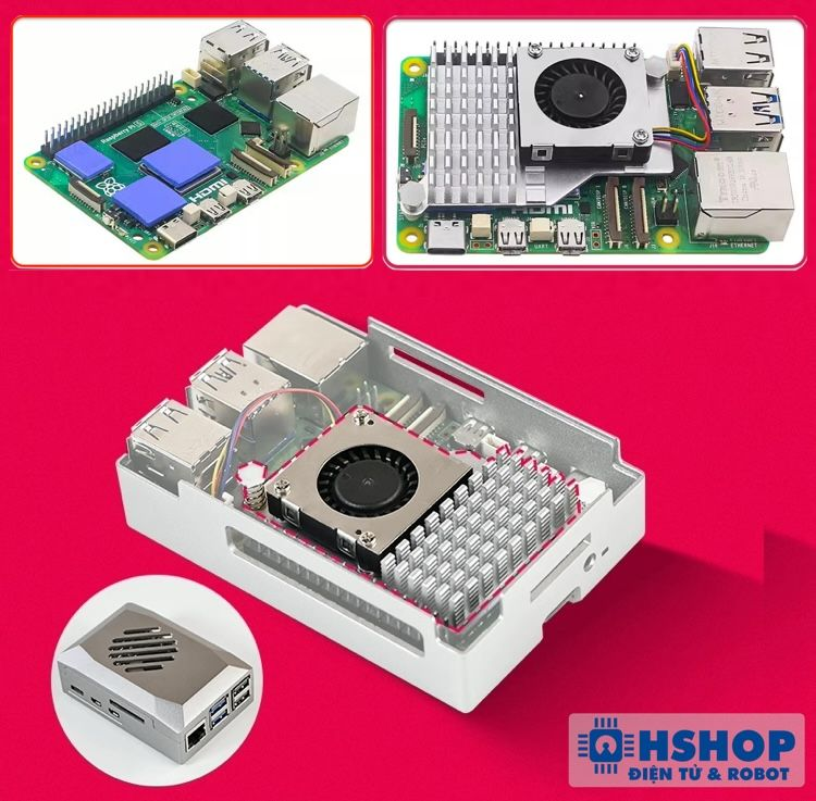 Vỏ Raspberry Pi 5 ABS Case with Heatsink & PWM Fan