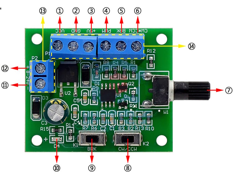 Mạch điều khiển động cơ Brushless Motor Driver DC8-24V