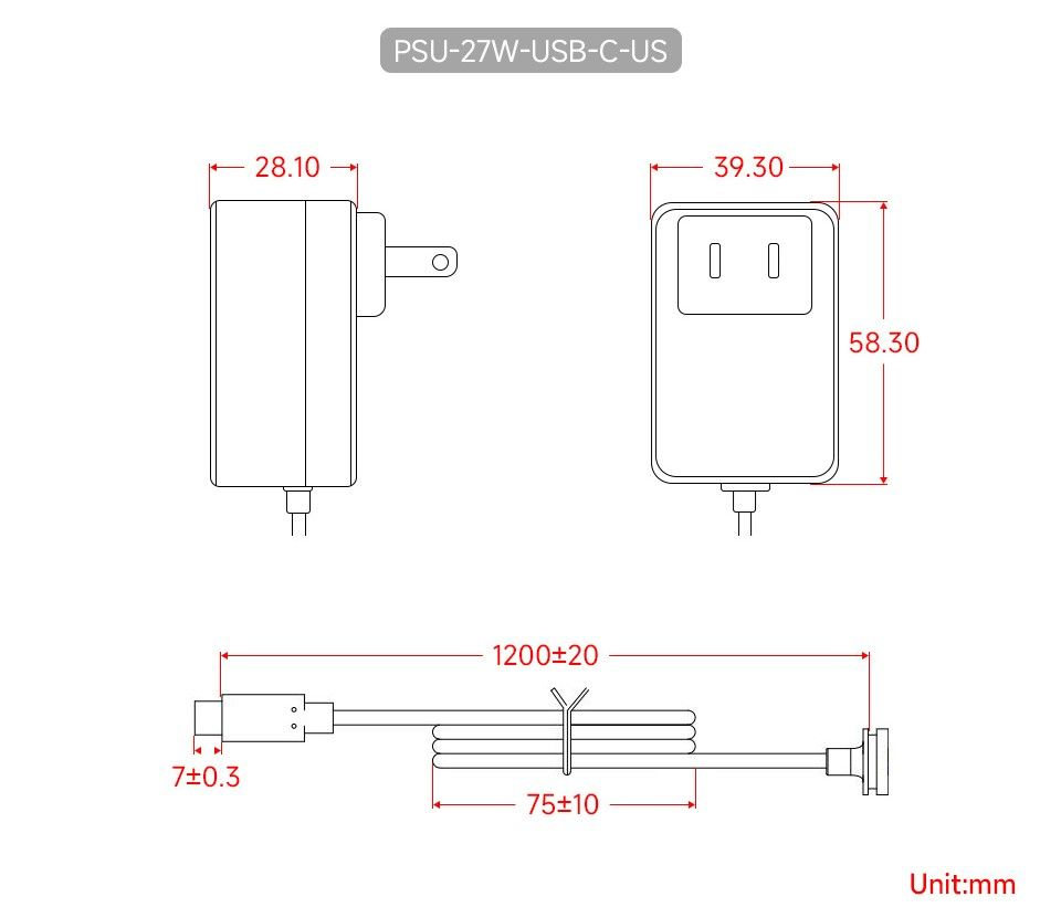 Nguồn Power Supply PD 5.1VDC 5A 27W USB-C for Raspberry Pi 5