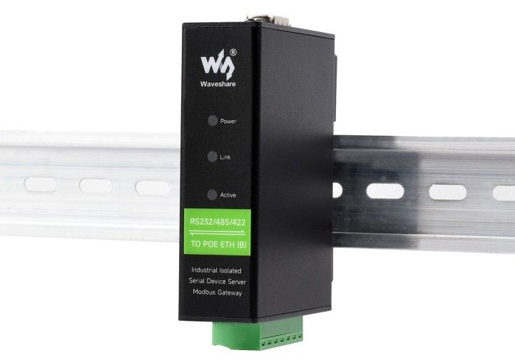 Bộ chuyển Waveshare Rail-Mount Serial Server, RS232/485/422 TO POE ETH (B) Module, TCP/IP to serial