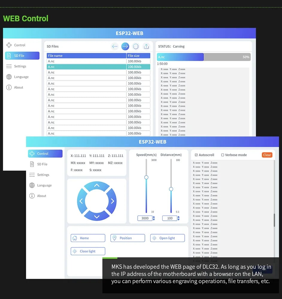 Mạch Makerbase MKS DLC32 V2.1 Laser CNC Controller 32bits ESP32 WiFi GRBL