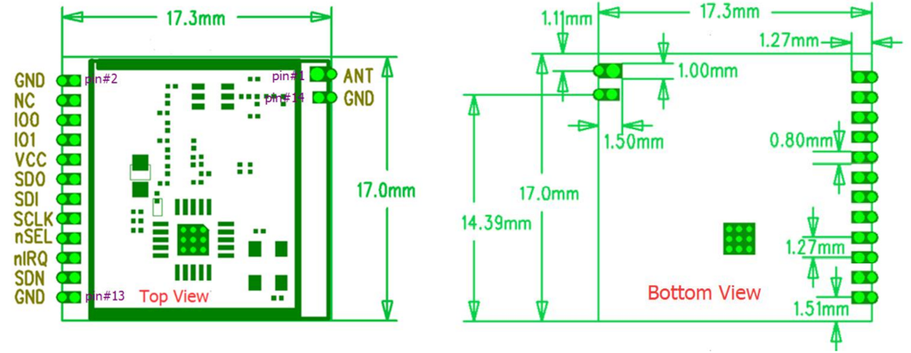Mạch thu phát RF SPI 433MHz Si4432 Ai-Thinker