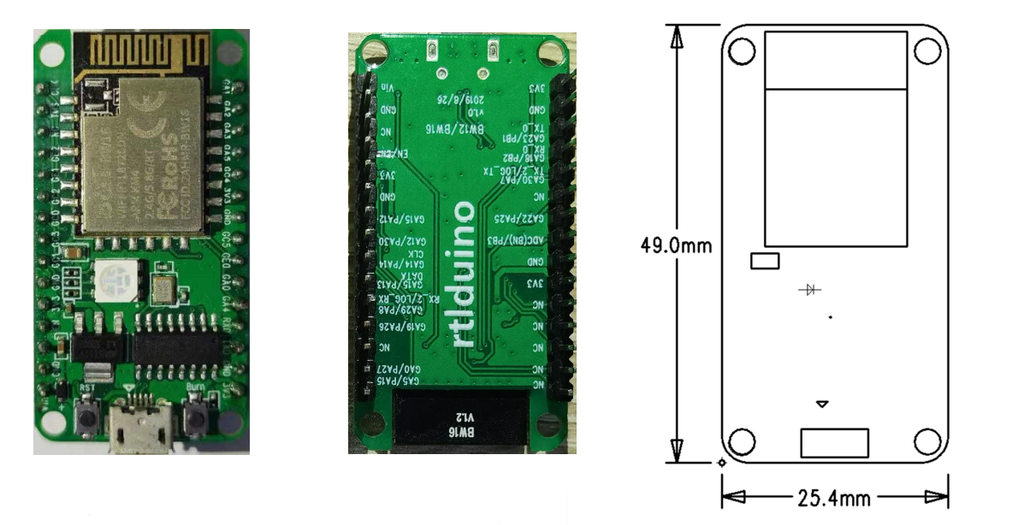 Mạch thu phát Dual-band Wi-Fi + Bluetooth SoC RTL8720DN BW16 Kit Ai-Thinker