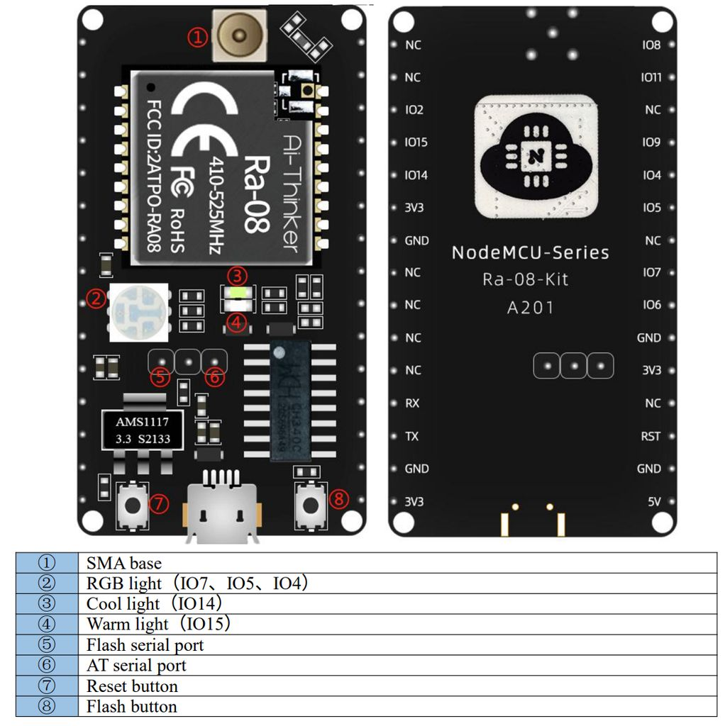 Mạch thu phát RF LoraWan SoC ASR6601 433MHz Ra-08 Kit Ai-Thinker