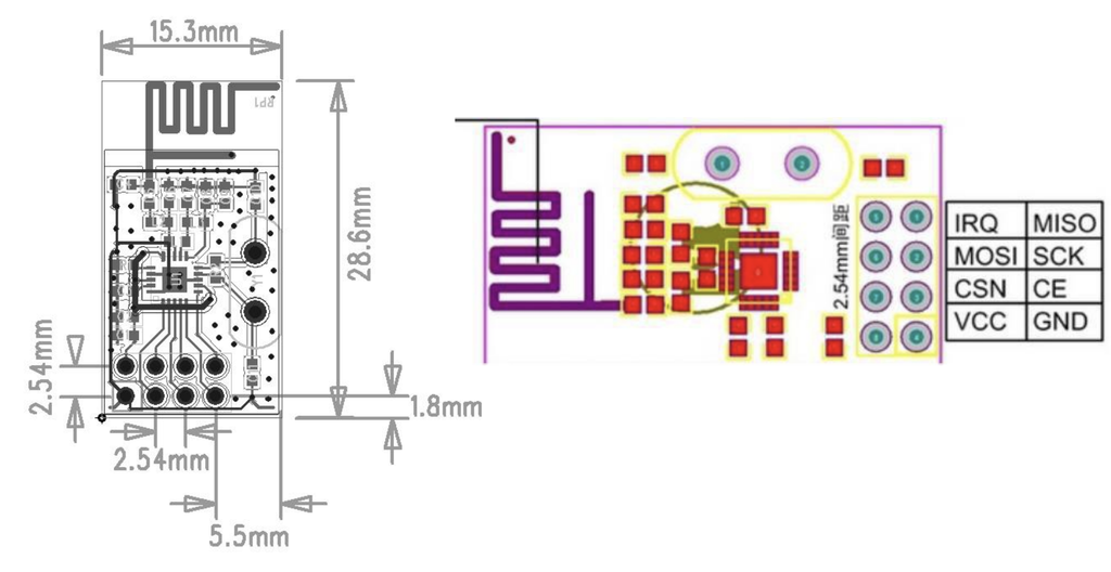 Mạch thu phát RF 2.4GHz Si24R1 NF-01-S Ai-Thinker