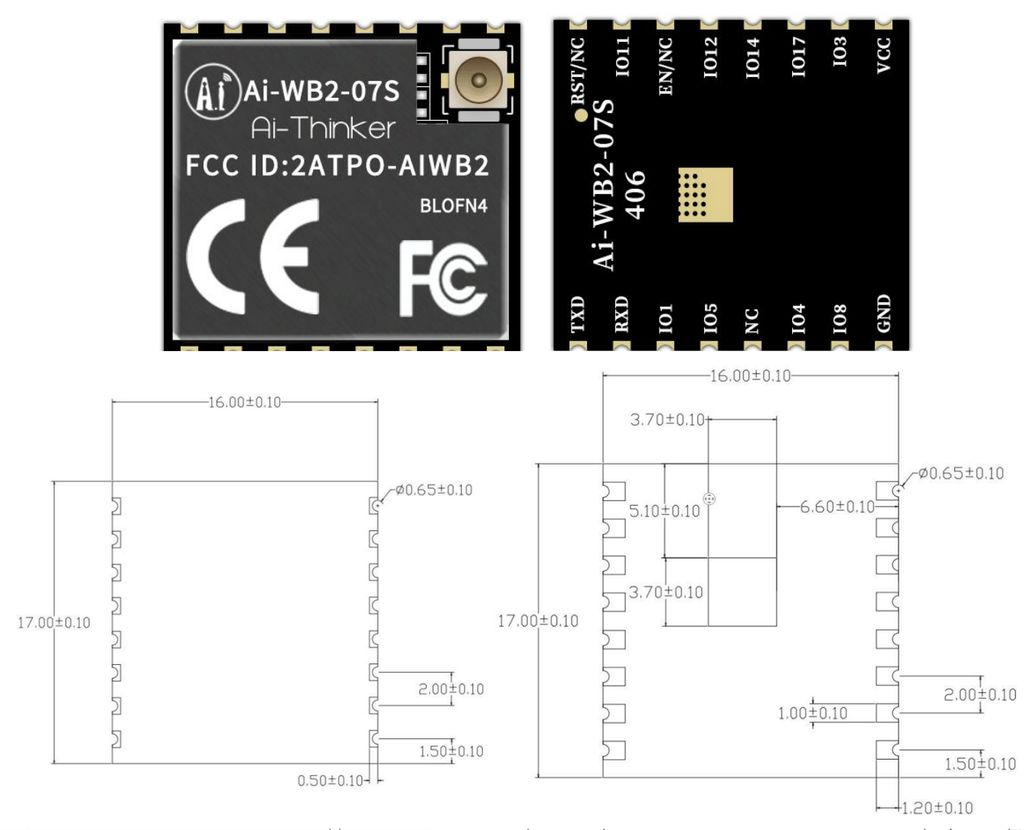 Mạch thu phát Wifi BLE 5.0 RISC-V SoC BL602 Ai-WB2-07S Ai-Thinker