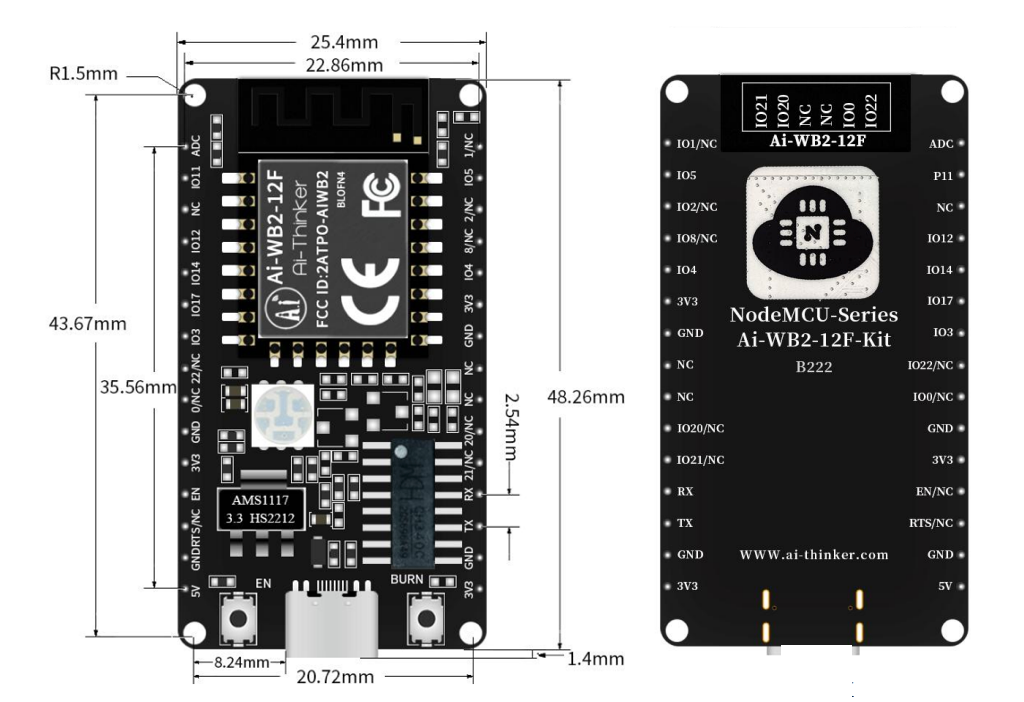 Mạch thu phát Wifi BLE 5.0 RISC-V SoC BL602 Ai-WB2-12F-Kit Development Board Ai-Thinker