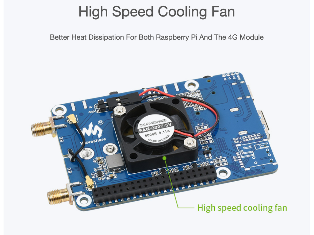 Mạch Waveshare SIM7600G-H M.2 4G HAT for Raspberry Pi, LTE CAT4 High Speed, 4G/3G/2G, GNSS, Global Band