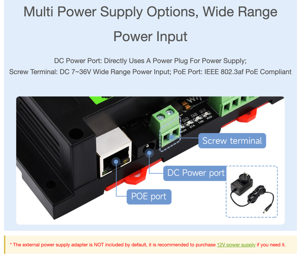 Bộ điều khiển Waveshare 8-Ch Modbus PoE Ethernet Relay, Multi Protection