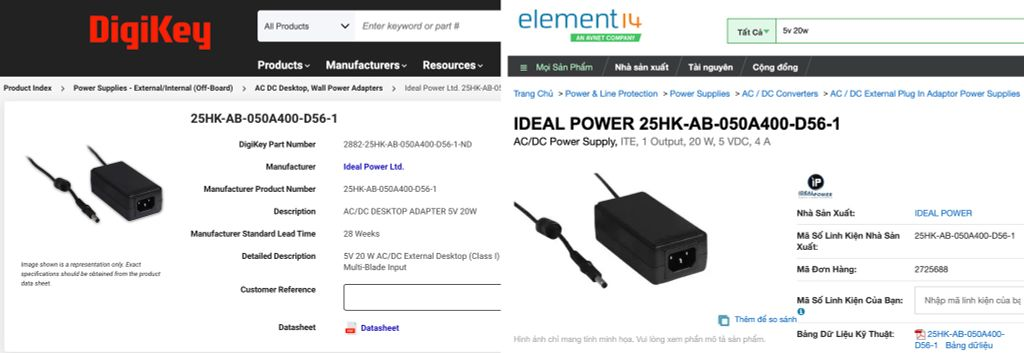 Nguồn Power Adaptor AC-DC Ideal Power 5V 4A nhập khẩu chính hãng cho máy tính nhúng Jetson Nano