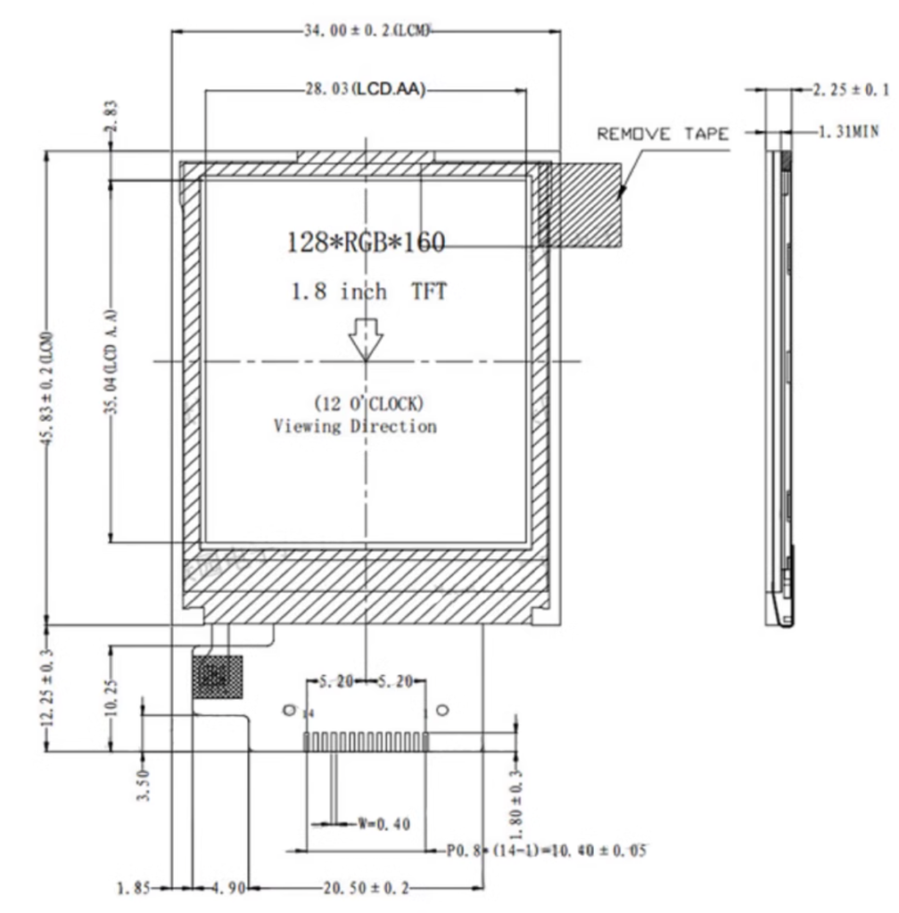 Panel màn hình LCD TFT IPS 1.8 Inch ST7735S SPI Interface