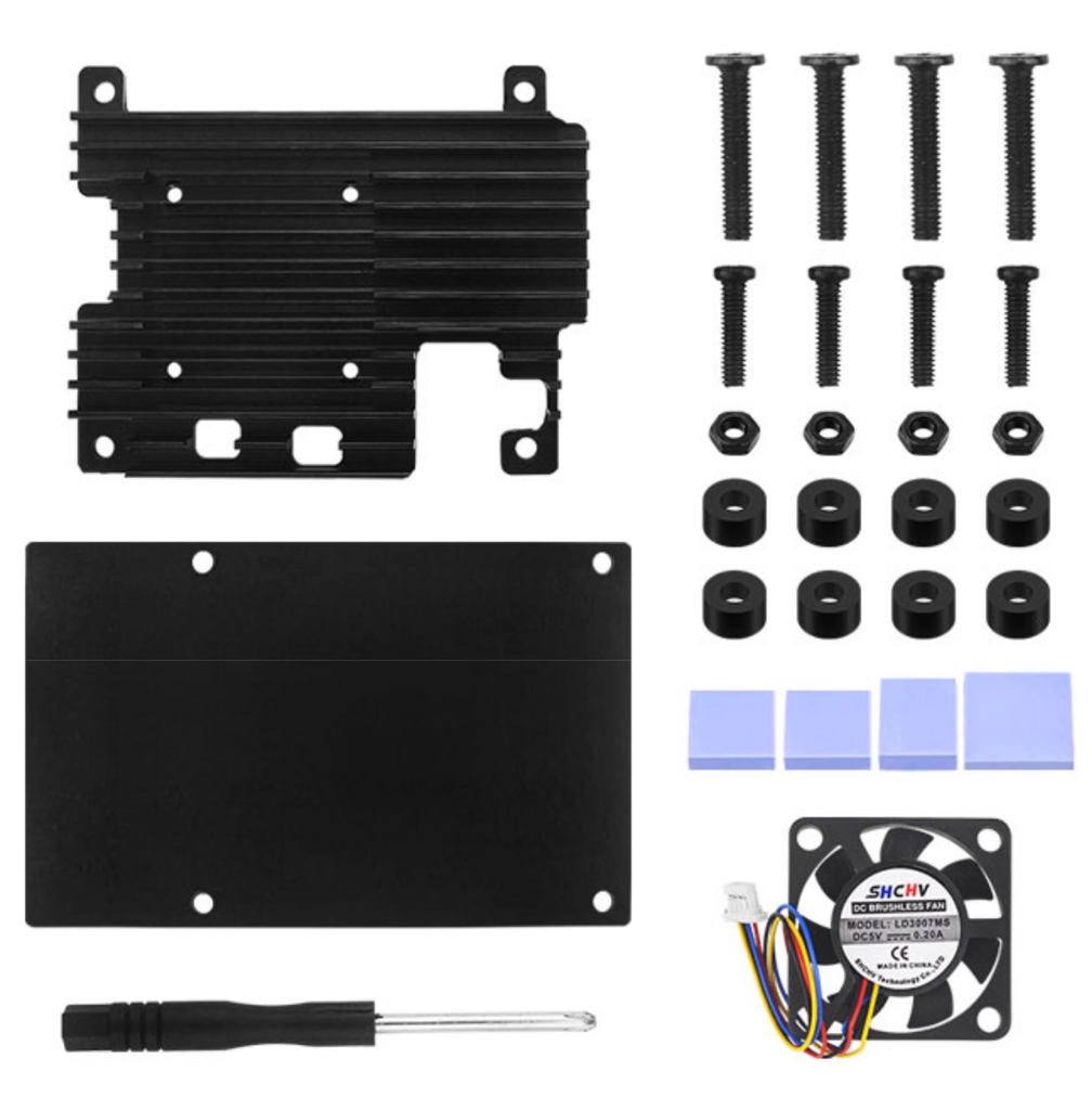 Vỏ Nhôm Nguyên Khối Raspberry Pi 5 Aluminium Heatsink Case & PWM Fan