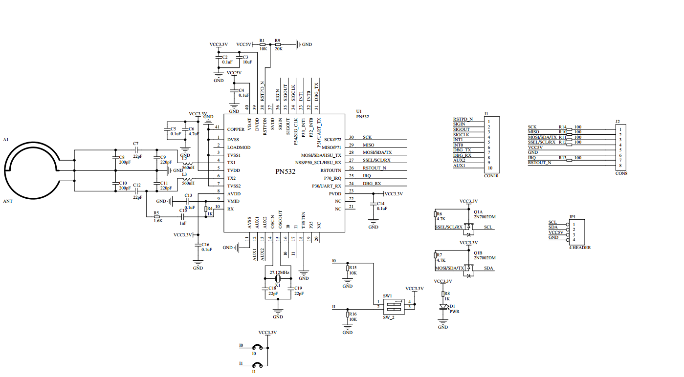 Mạch RFID NFC 13.56Mhz PN532