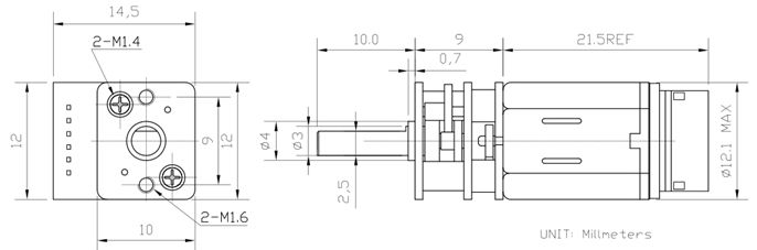Bộ động cơ DC Servo GA12 N20 kèm gá bắt và bánh xe V1 34mm