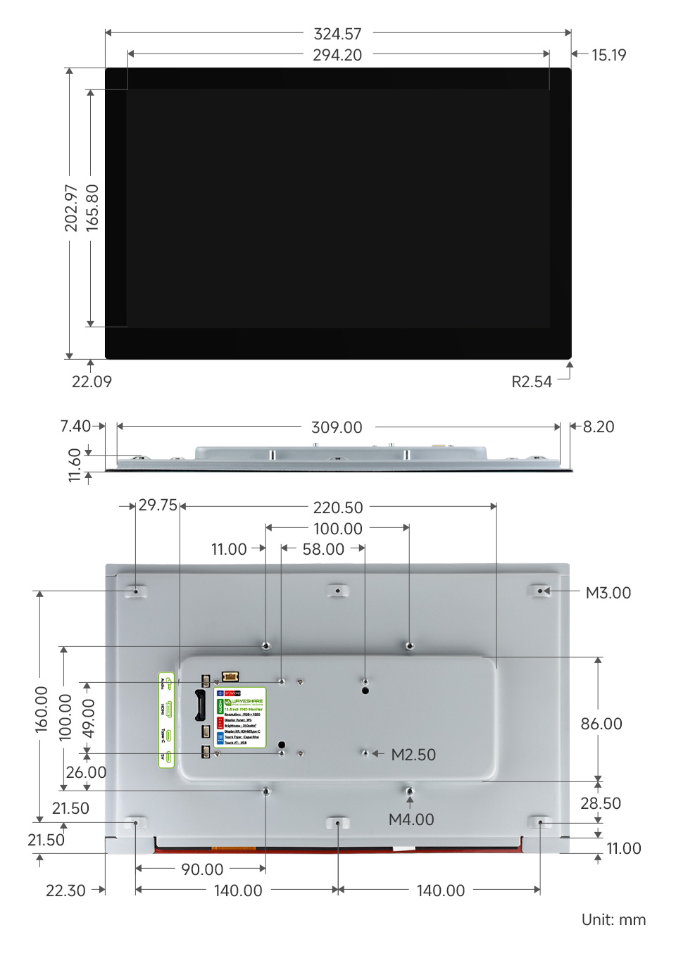 Màn hình cảm ứng Waveshare IPS 13.3 inch FHD HDMI/Type-C Capacitive Touch Monitor