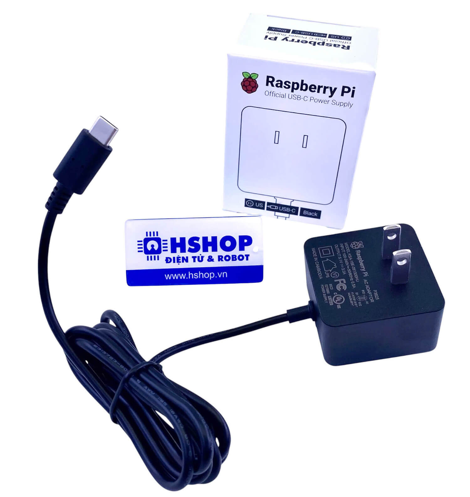 Nguồn chính hãng Official Raspberry Pi 4 Power Supply 5.1VDC 3A 15W USB-C