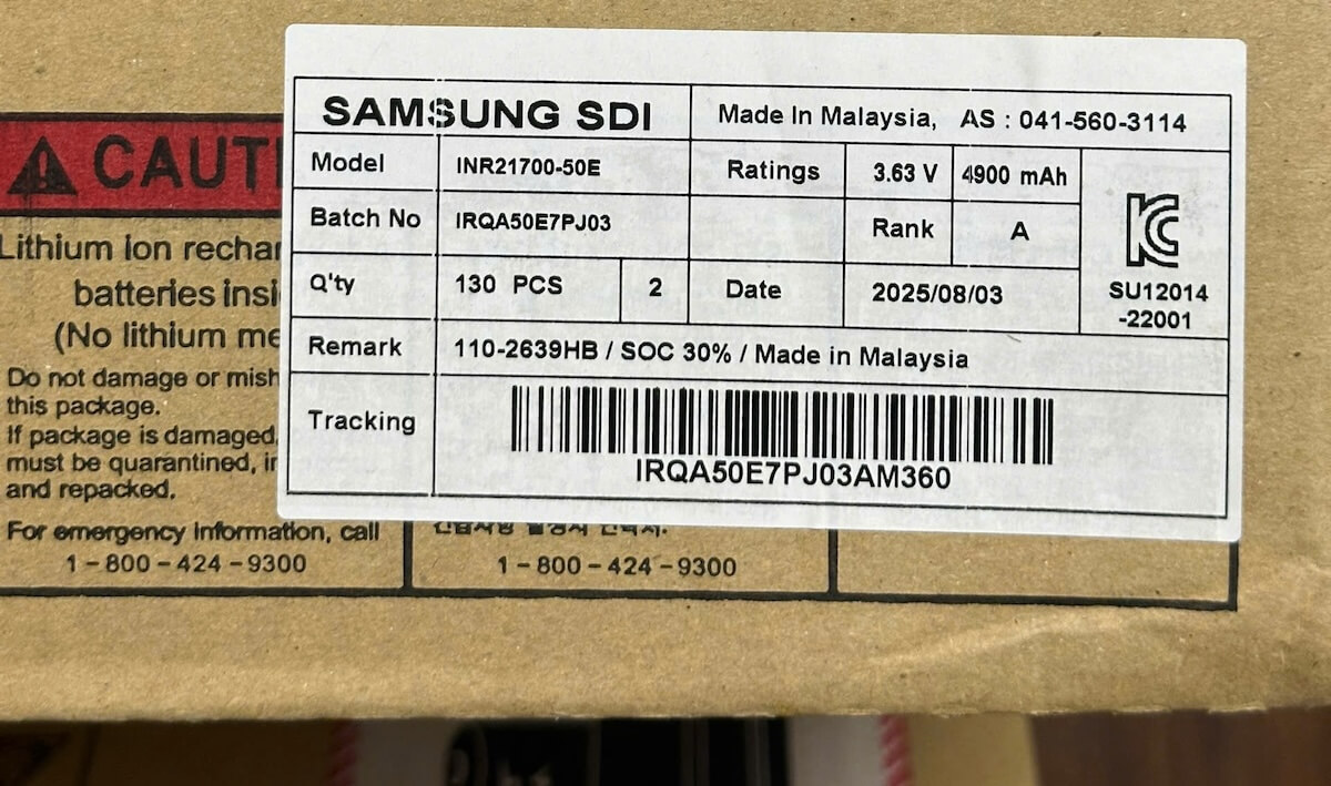 Pin Sạc 21700 Li-Ion Rechargeable Battery Samsung INR21700-50E 4900mAh 9.8A