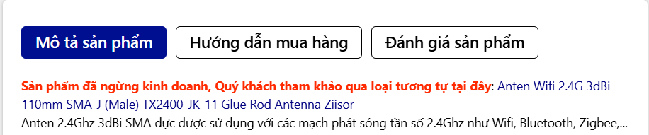 Anten 2.4Ghz 3dBi SMA đực