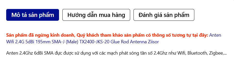 Anten 2.4Ghz 6dBi SMA đực