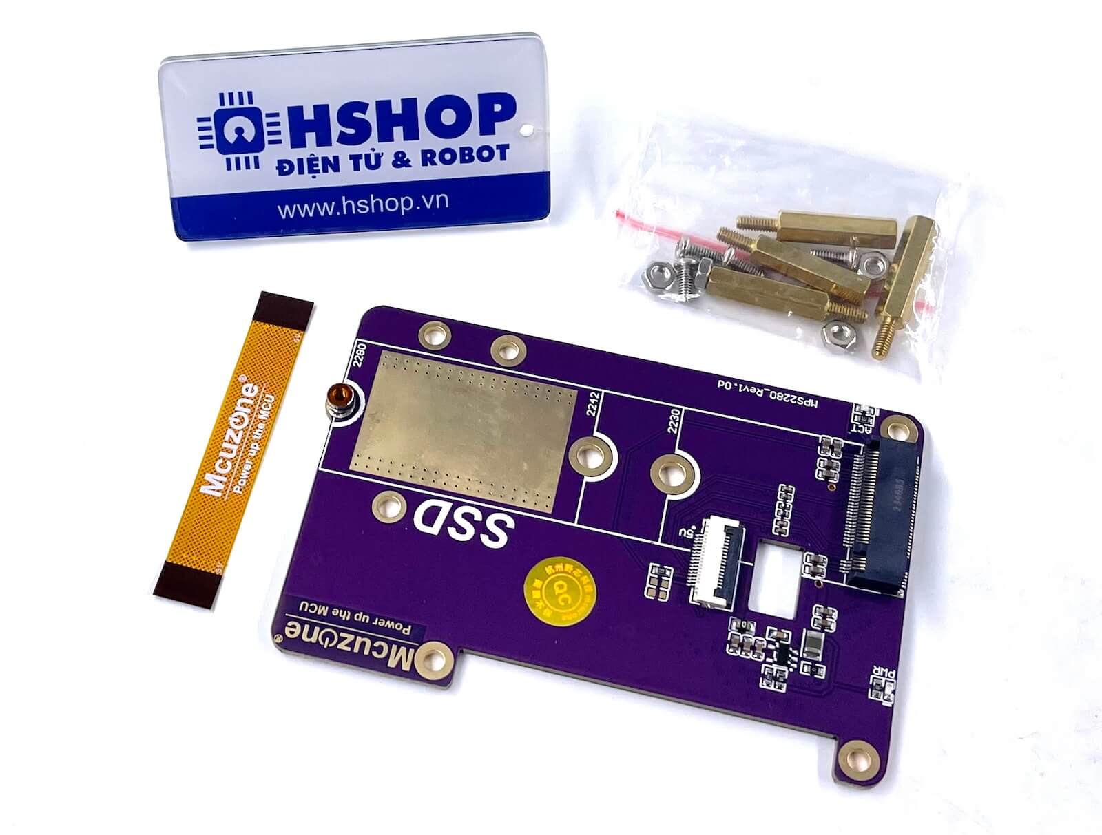 Mạch Raspberry Pi 5 PCIe to M.2 NVMe PCIe SSD Adapter Board Mcuzone
